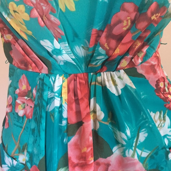 Turquoise floral dress WITH POCKETS!!! - Picture 5 of 5